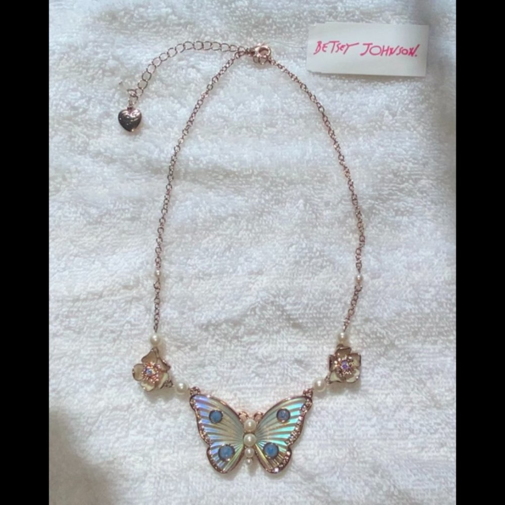 Betsey Johnson Iridescent Butterfly Necklace